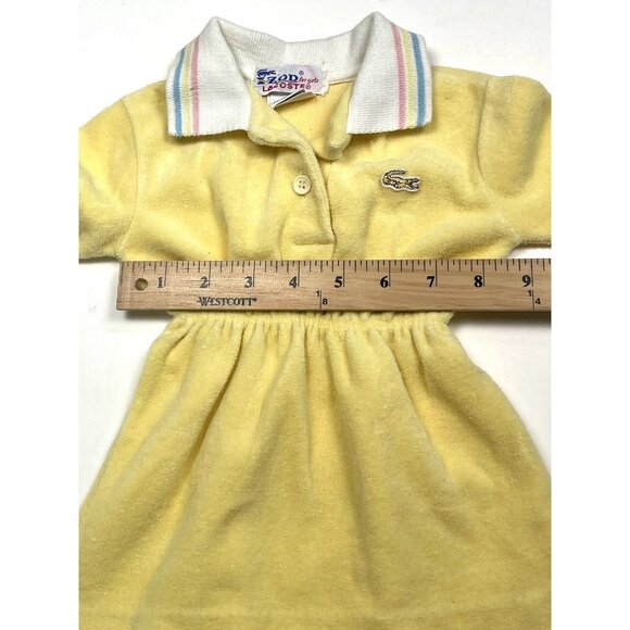 VTG 80s IZOD Lacoste Intant 18mos Yellow Terry Cloth L/S Collared DRESS EUC - Picture 4 of 8